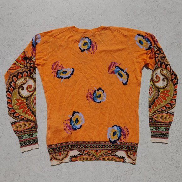 Etro Silk Cashmere Blend Paisley Floral Pullover Crew neck Sweater. M 8 IT44 - Picture 2 of 5